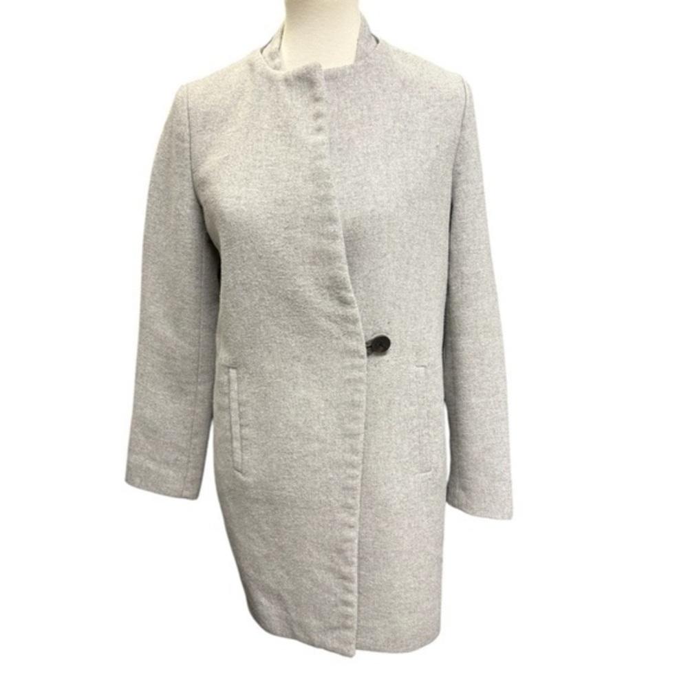 Zara Light Grey Single Button Fall Coat - Size XS